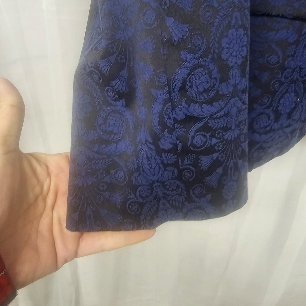 Chico's Blazer Blue Black Floral Boho Goth Retro Office Business XL - Picture 5 of 9